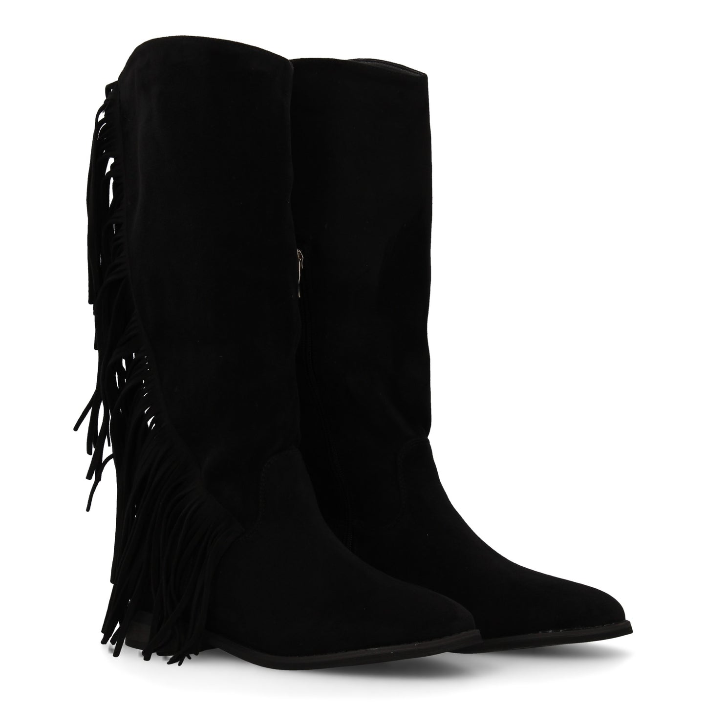 Bota plana mujer con flecos y estampado liso  Diseño moderno. Estilo cowboy. Tac