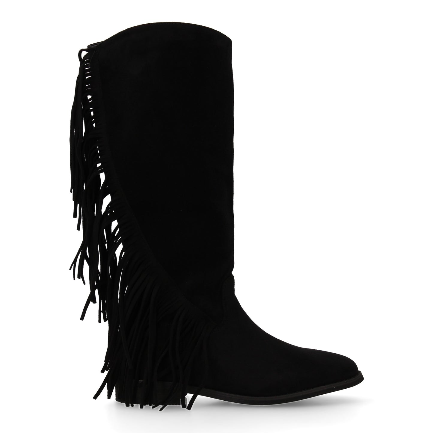 Bota plana mujer con flecos y estampado liso  Diseño moderno. Estilo cowboy. Tac