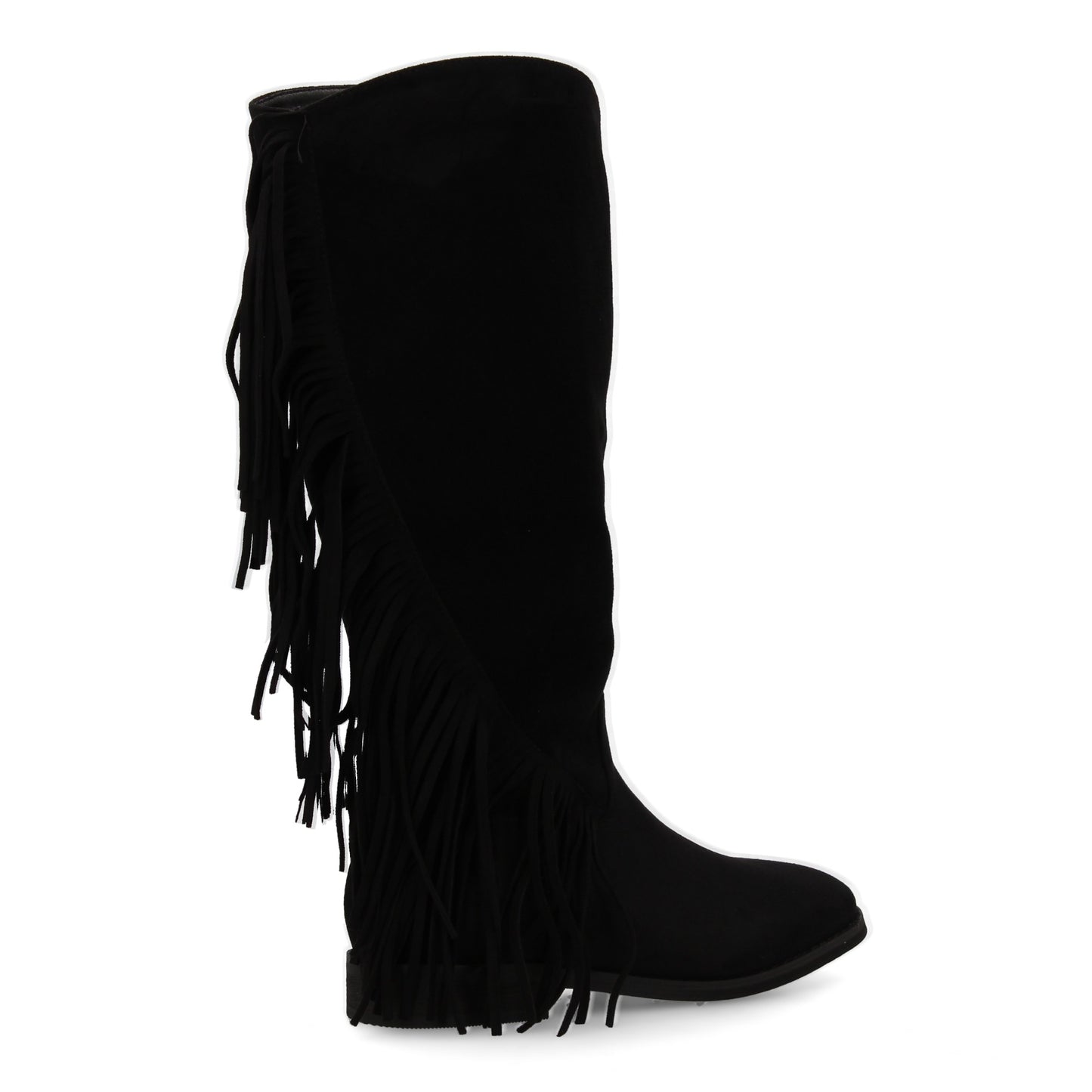 Bota plana mujer con flecos y estampado liso  Diseño moderno. Estilo cowboy. Tac