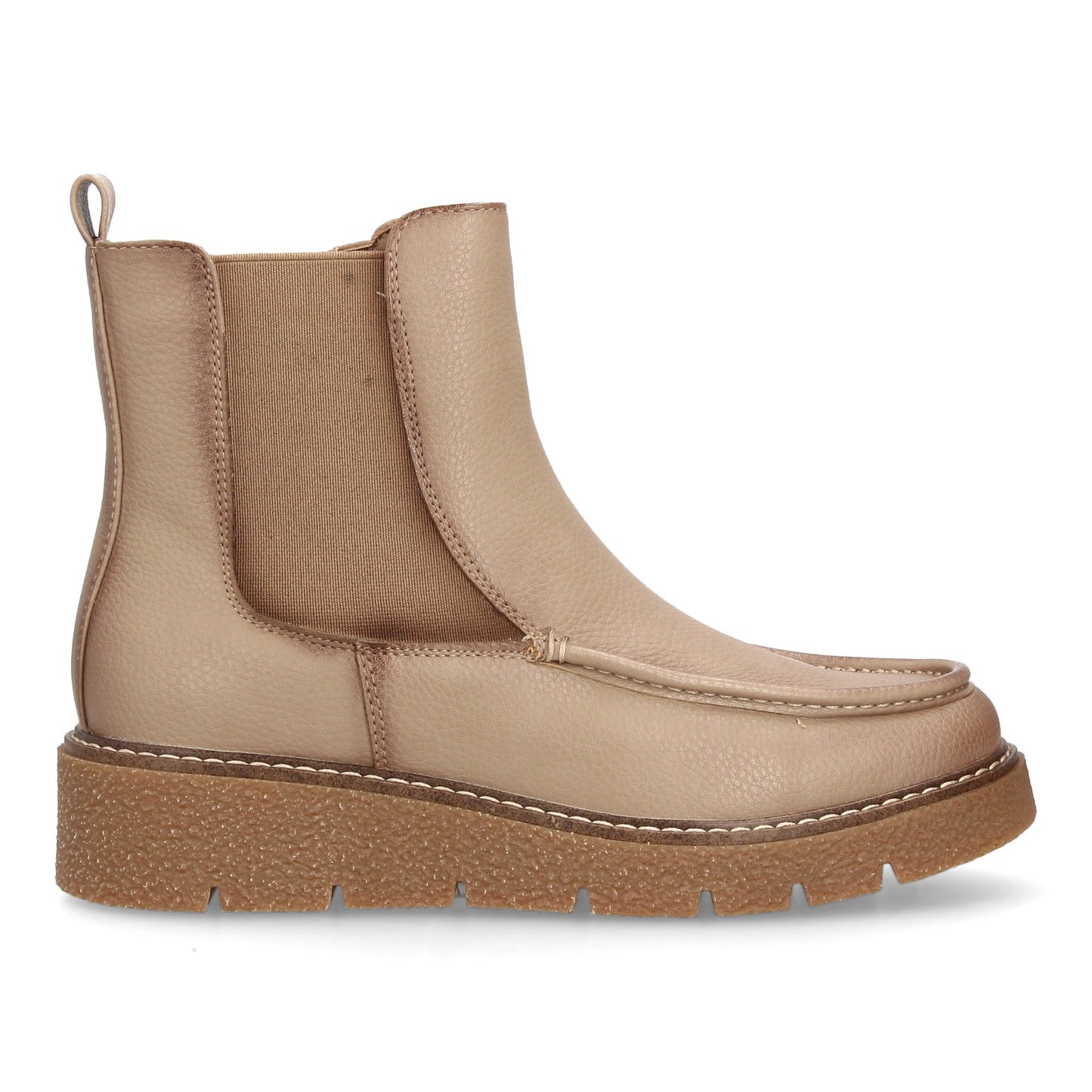 Bota tipo Chelsea con cuña para mujer con diseño minimalista. Incorpora pan
