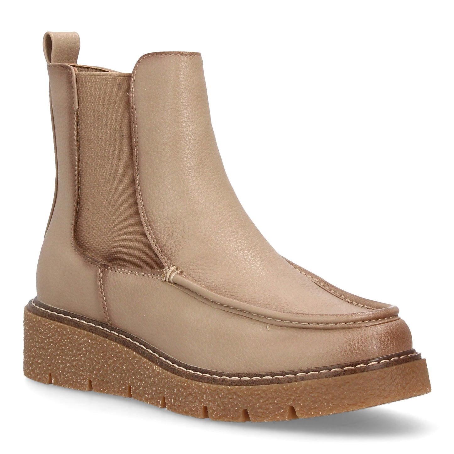 Bota tipo Chelsea con cuña para mujer con diseño minimalista. Incorpora pan
