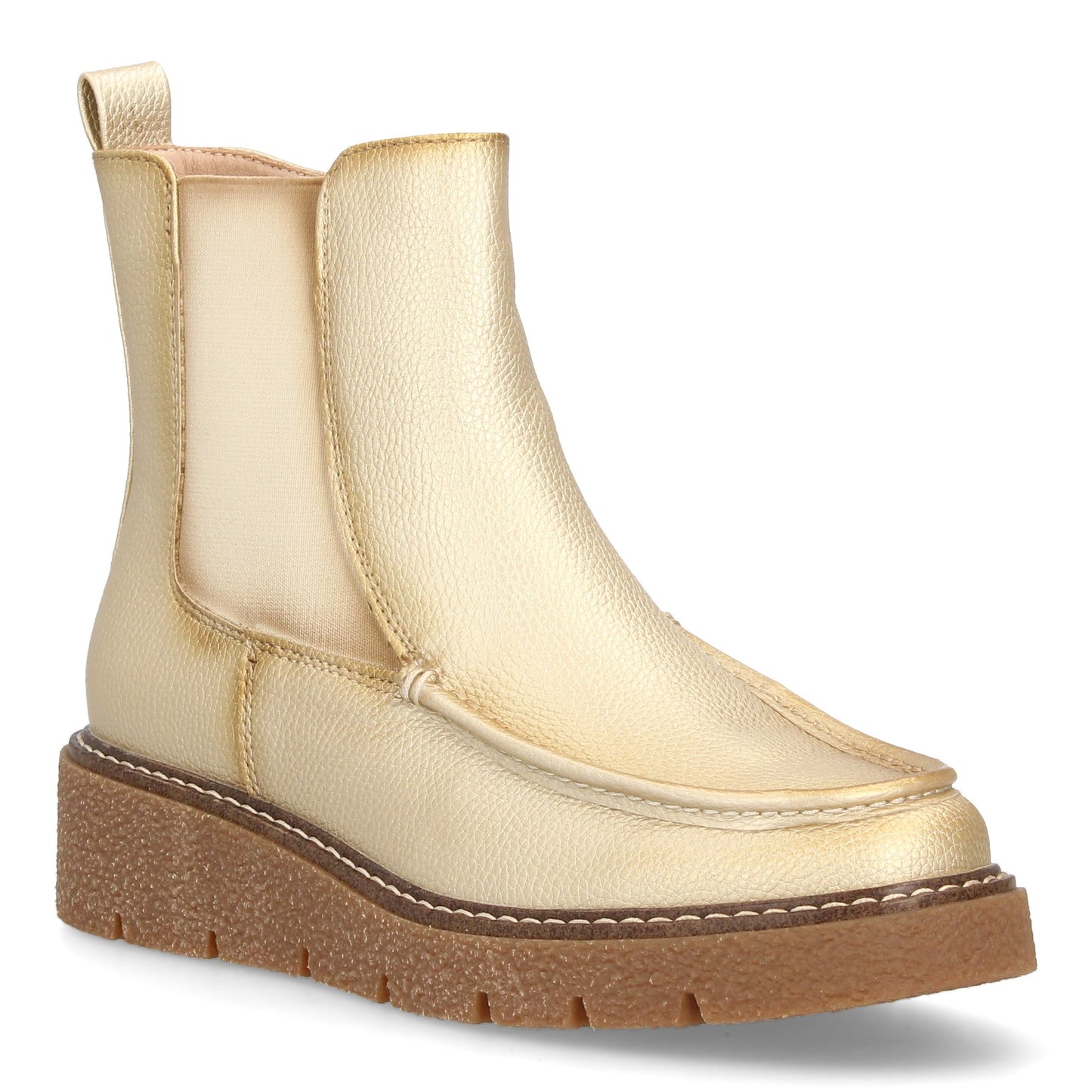 Bota tipo Chelsea con cuña para mujer con diseño minimalista. Incorpora pan