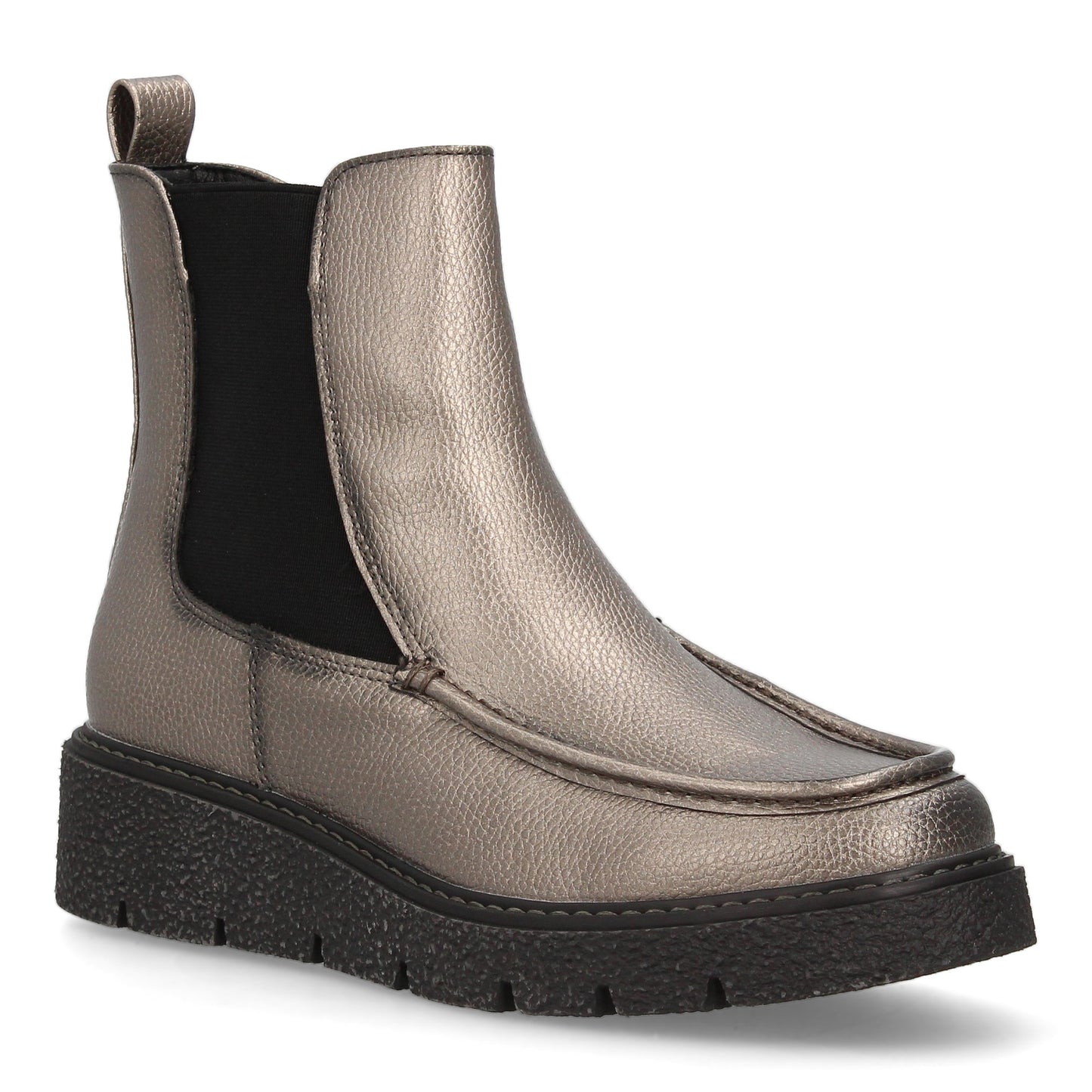 Bota tipo Chelsea con cuña para mujer con diseño minimalista. Incorpora pan