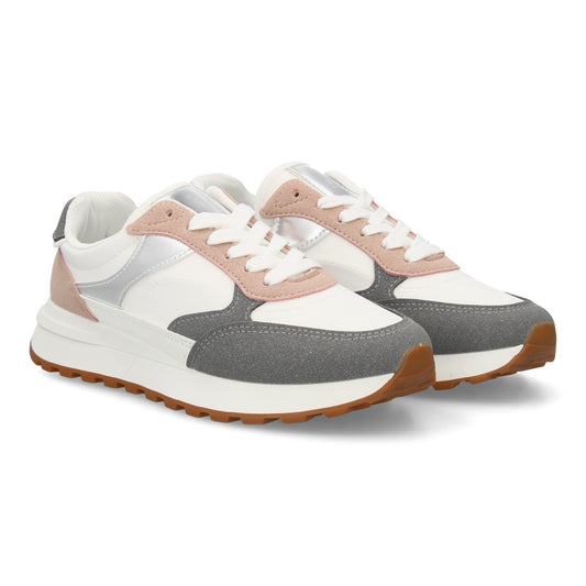 Zapatilla deportiva para mujer de estilo casual combina materiales y textur