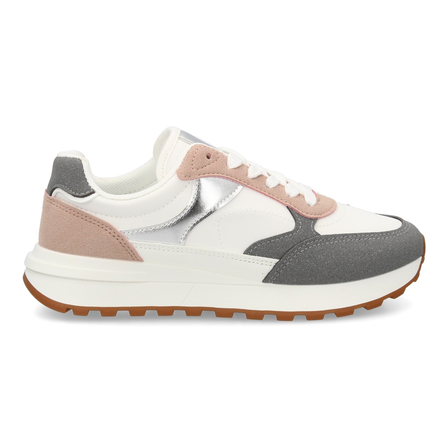 Zapatilla deportiva para mujer de estilo casual combina materiales y textur