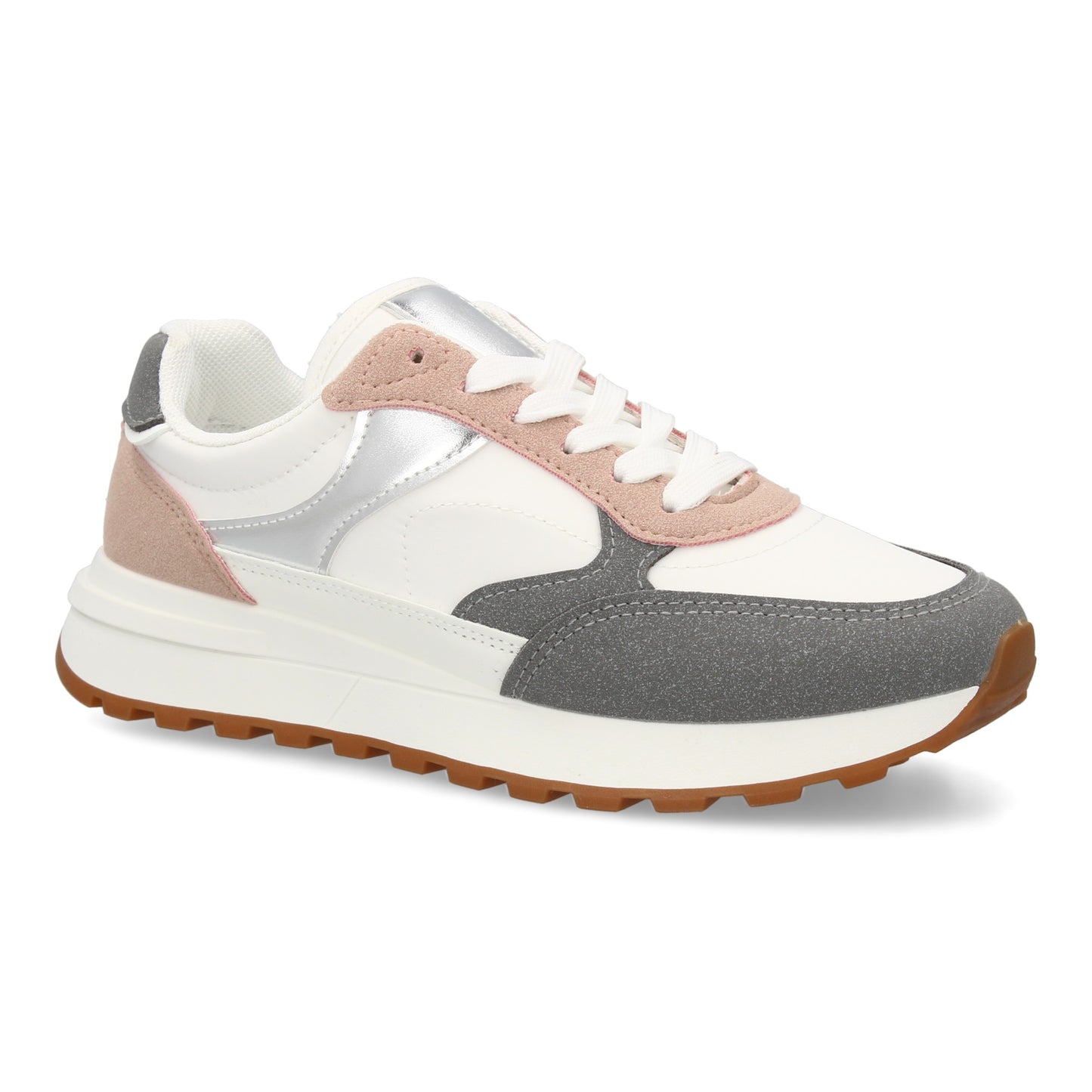 Zapatilla deportiva para mujer de estilo casual combina materiales y textur