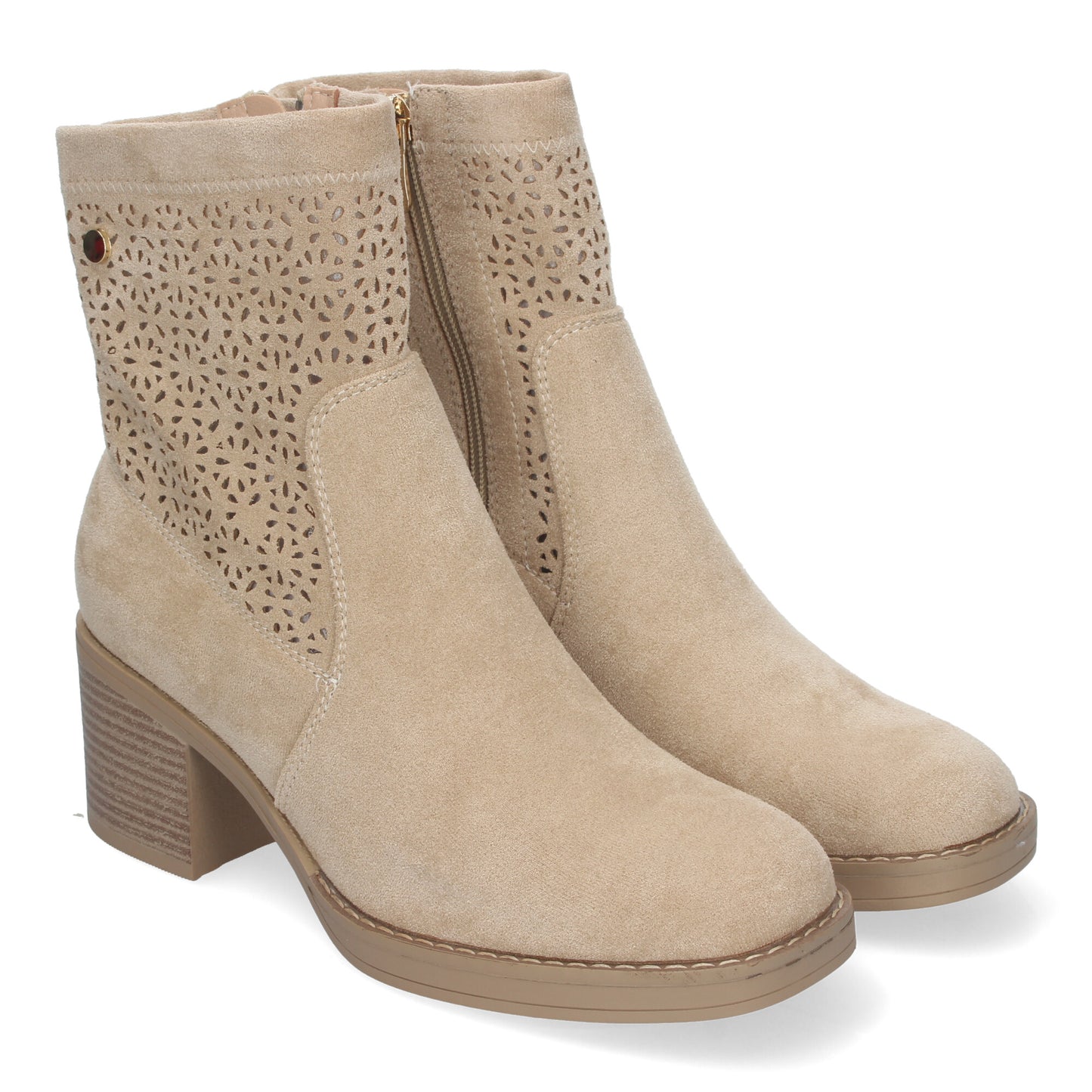 Botines caña calada Beige