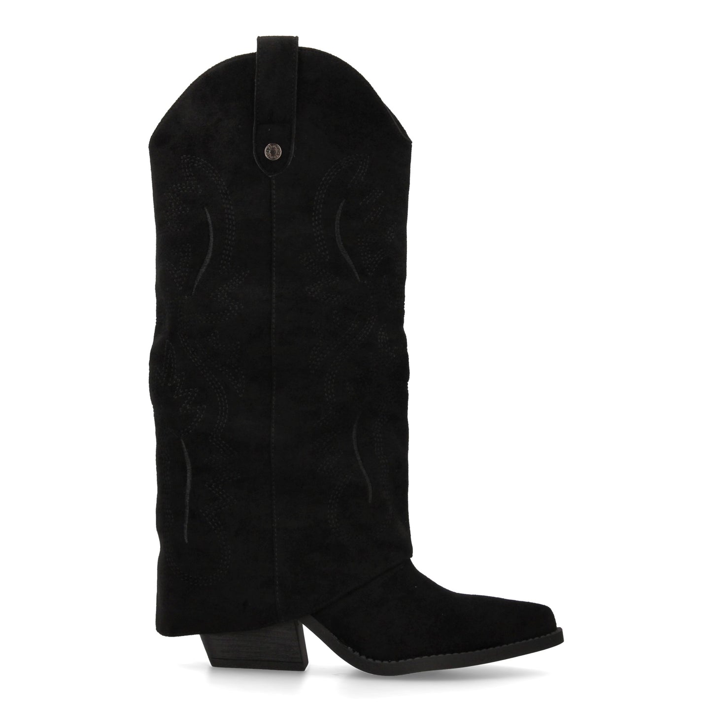 Bota para mujer estilo cowboy  acabada en punta y con grabados bordados en la ca