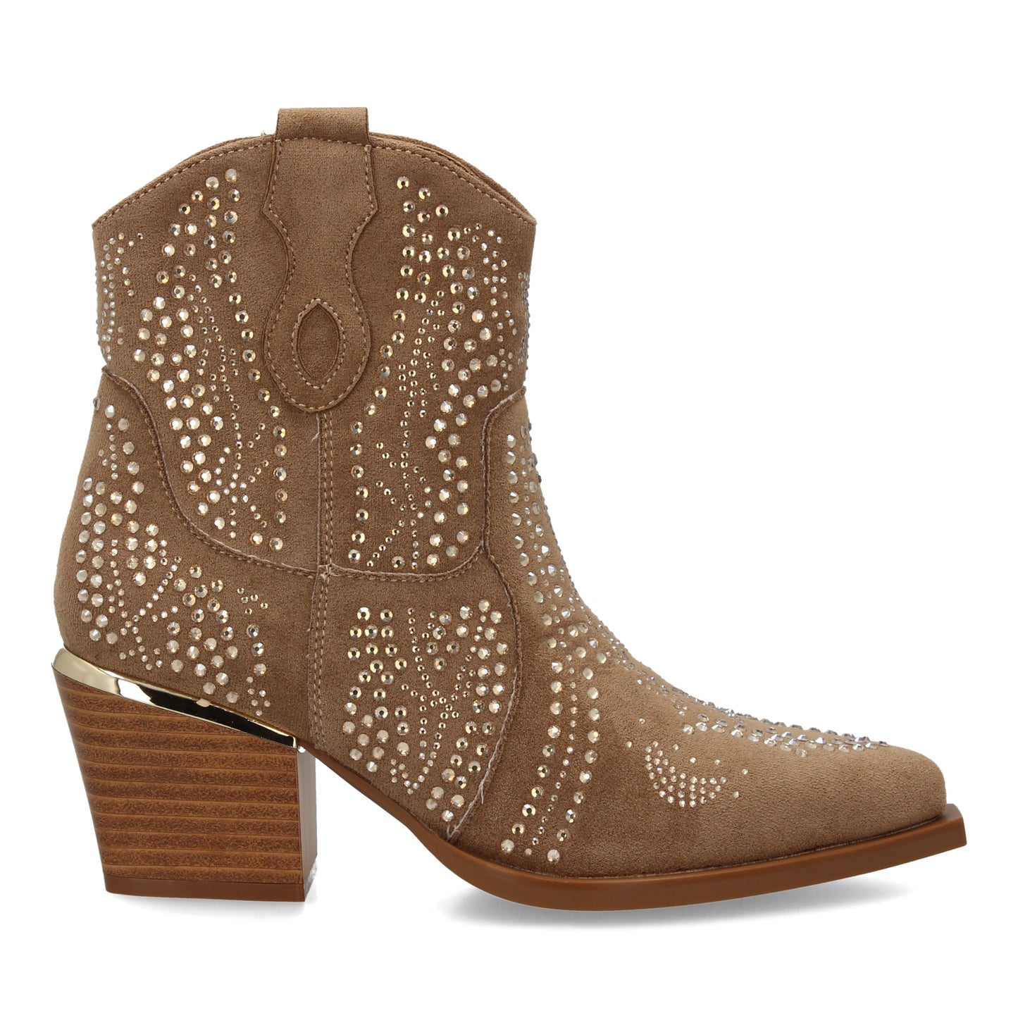Bota de mujer con estilo vaquero  detalles brillantes y cier