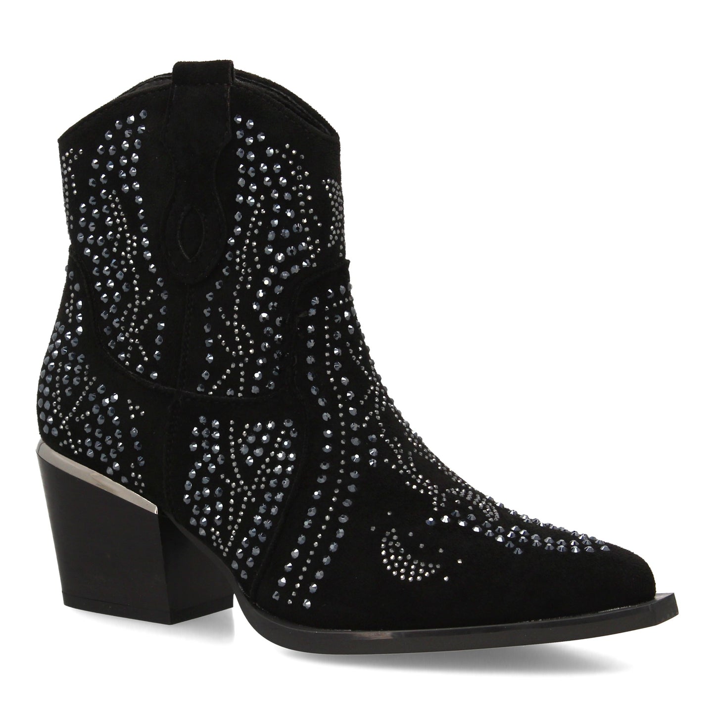 Bota de mujer con estilo vaquero  detalles brillantes y cier