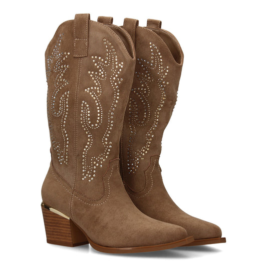 Bota de Mujer con Detalles brillantes elegantes en la caña y