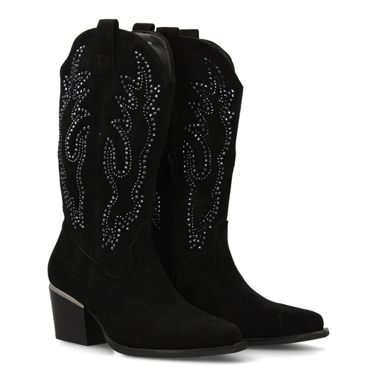Bota de Mujer con Detalles brillantes elegantes en la caña y