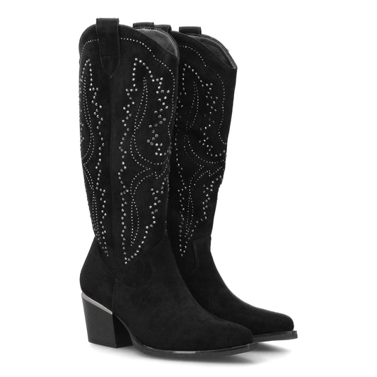 Botas de mujer con diseño elegante y detalles brillantes  id