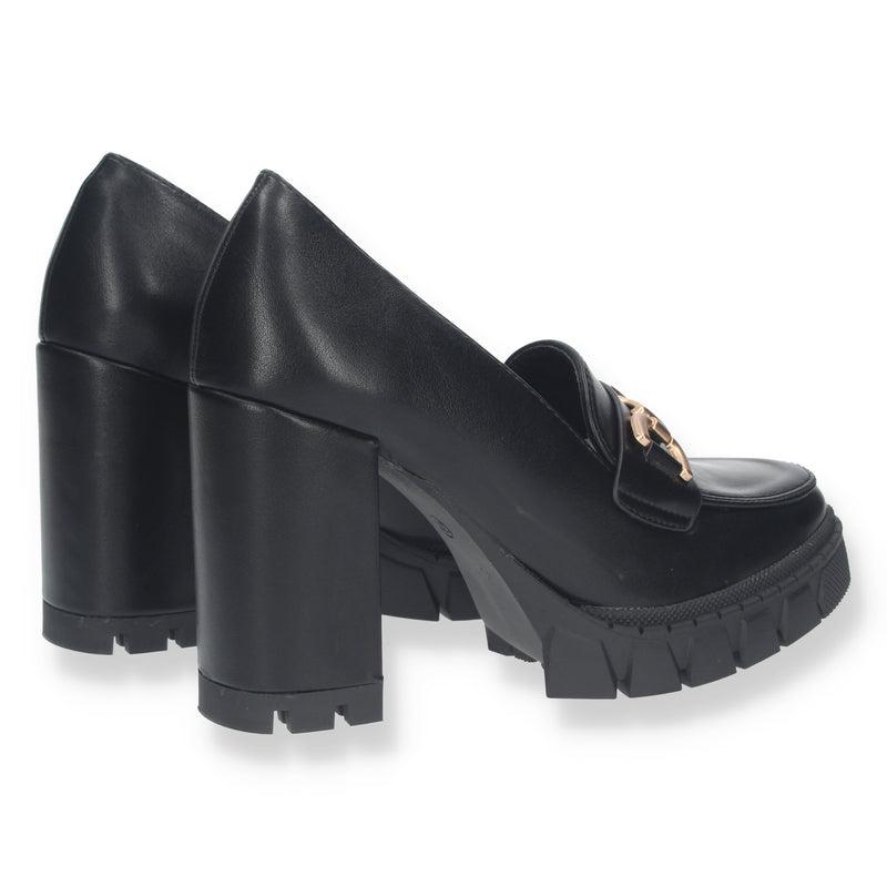 Mocasines plataforma negro. 37