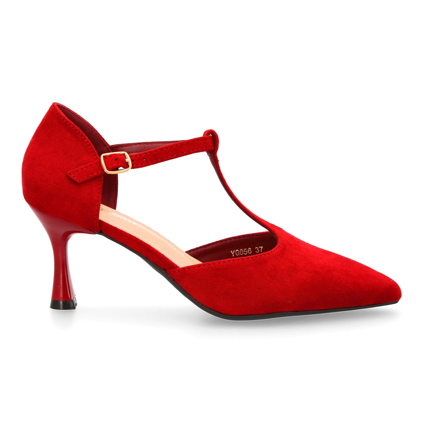 Zapato de tacón medio con tira en T para mujer. Elegante  ´cómodo y versátil. Co