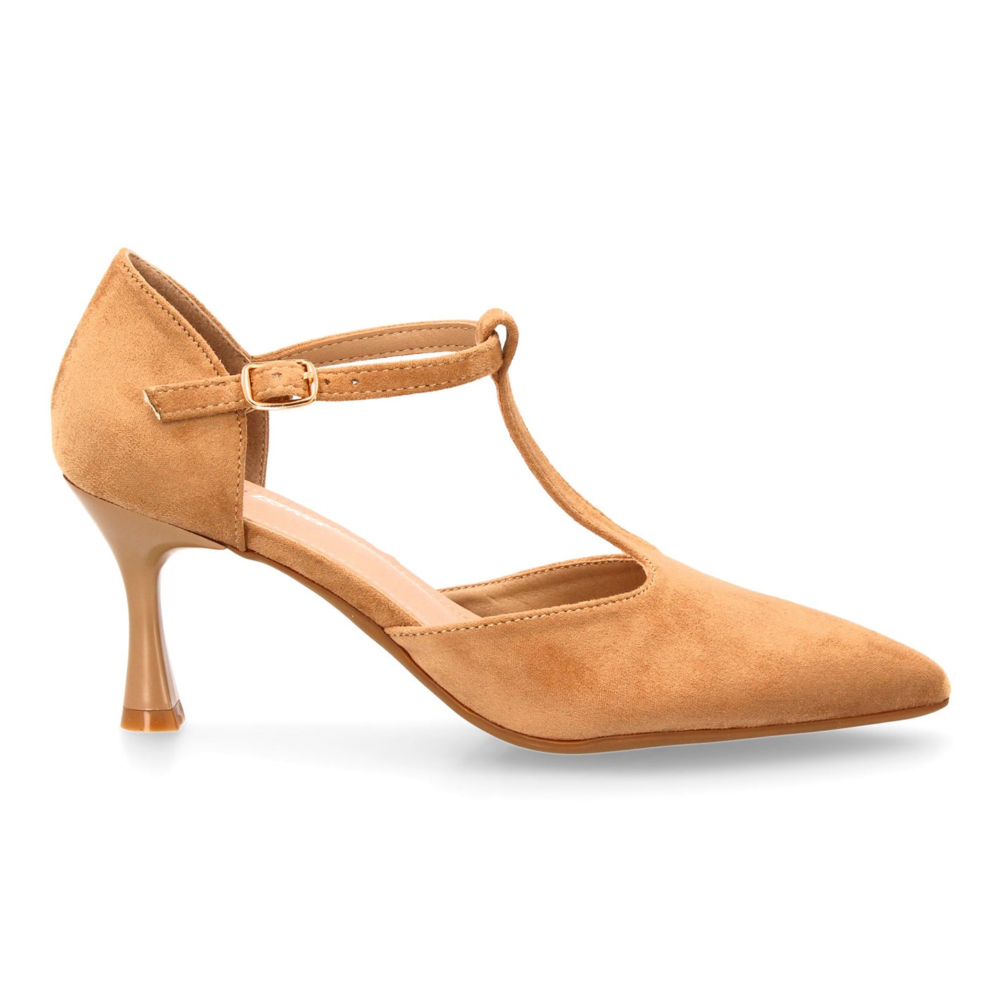 Zapato de tacón medio con tira en T para mujer. Elegante  ´cómodo y versátil. Co