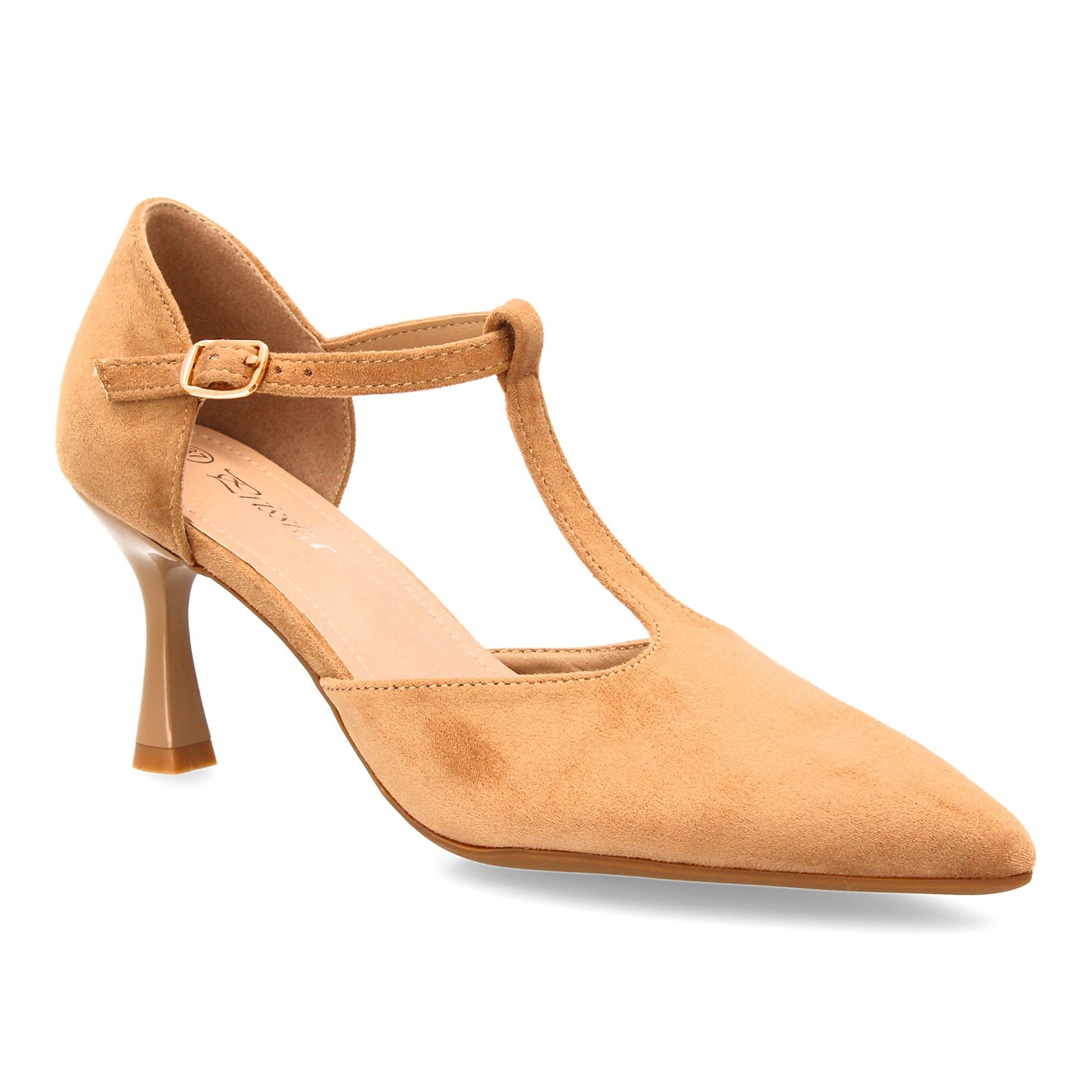 Zapato de tacón medio con tira en T para mujer. Elegante  ´cómodo y versátil. Co