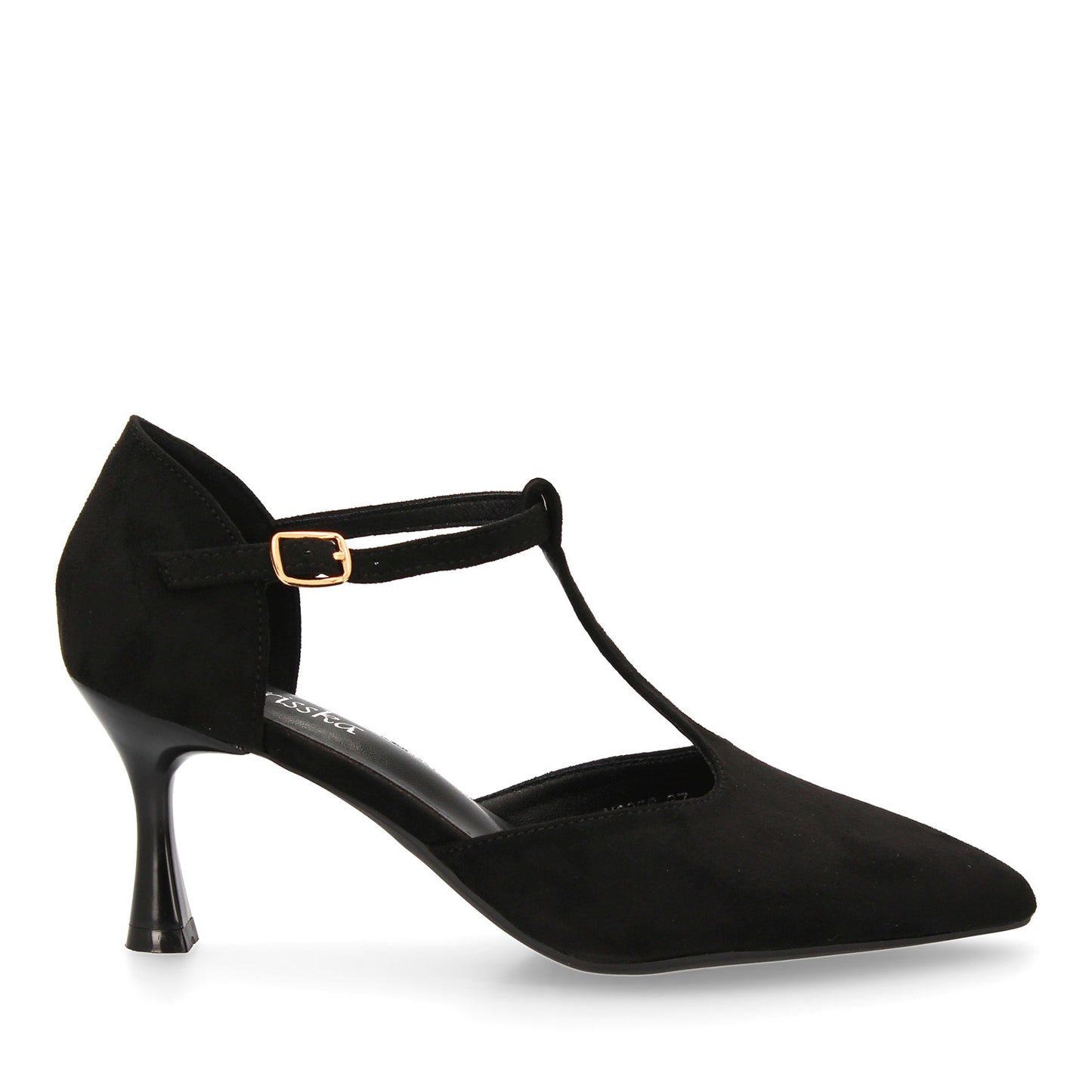 Zapato de tacón medio con tira en T para mujer. Elegante  ´cómodo y versátil. Co