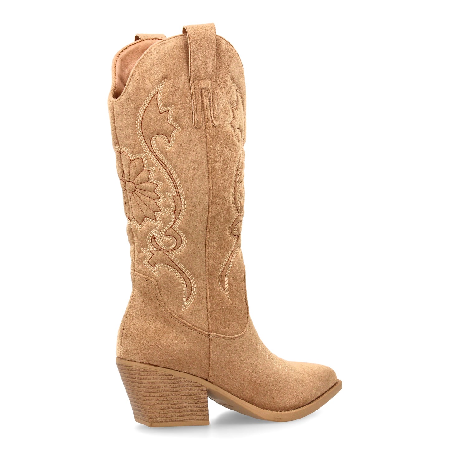 Bota cowboy de caña alta con bordados  para mujer. tacón medio y punta fina  est
