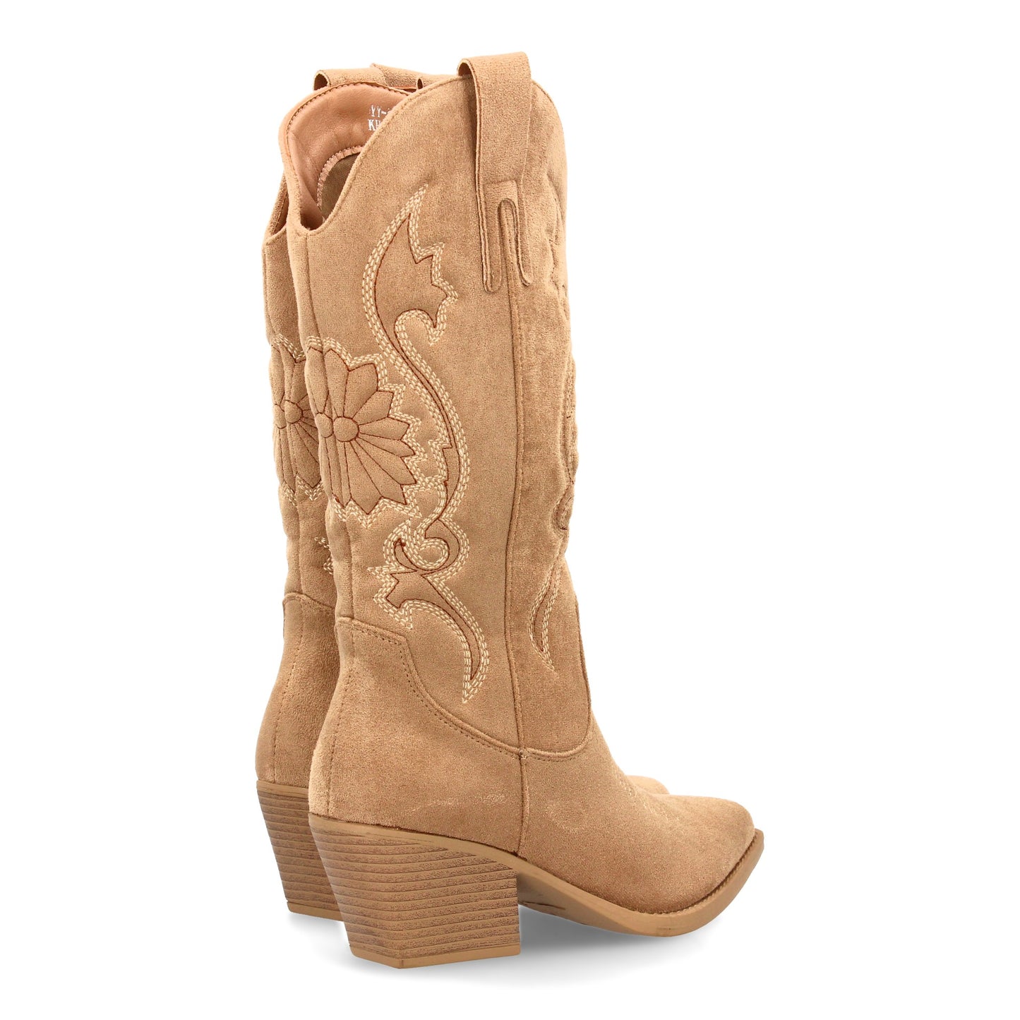 Bota cowboy de caña alta con bordados  para mujer. tacón medio y punta fina  est
