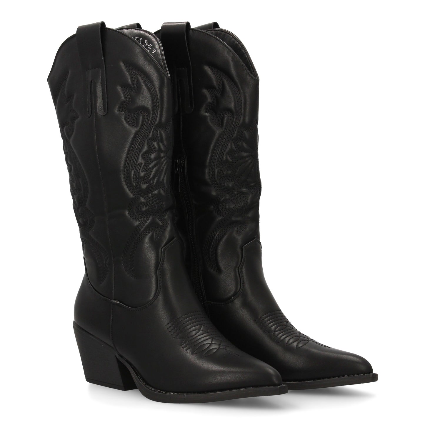 Bota cowboy de caña alta con bordados  para mujer. tacón medio y punta fina  est