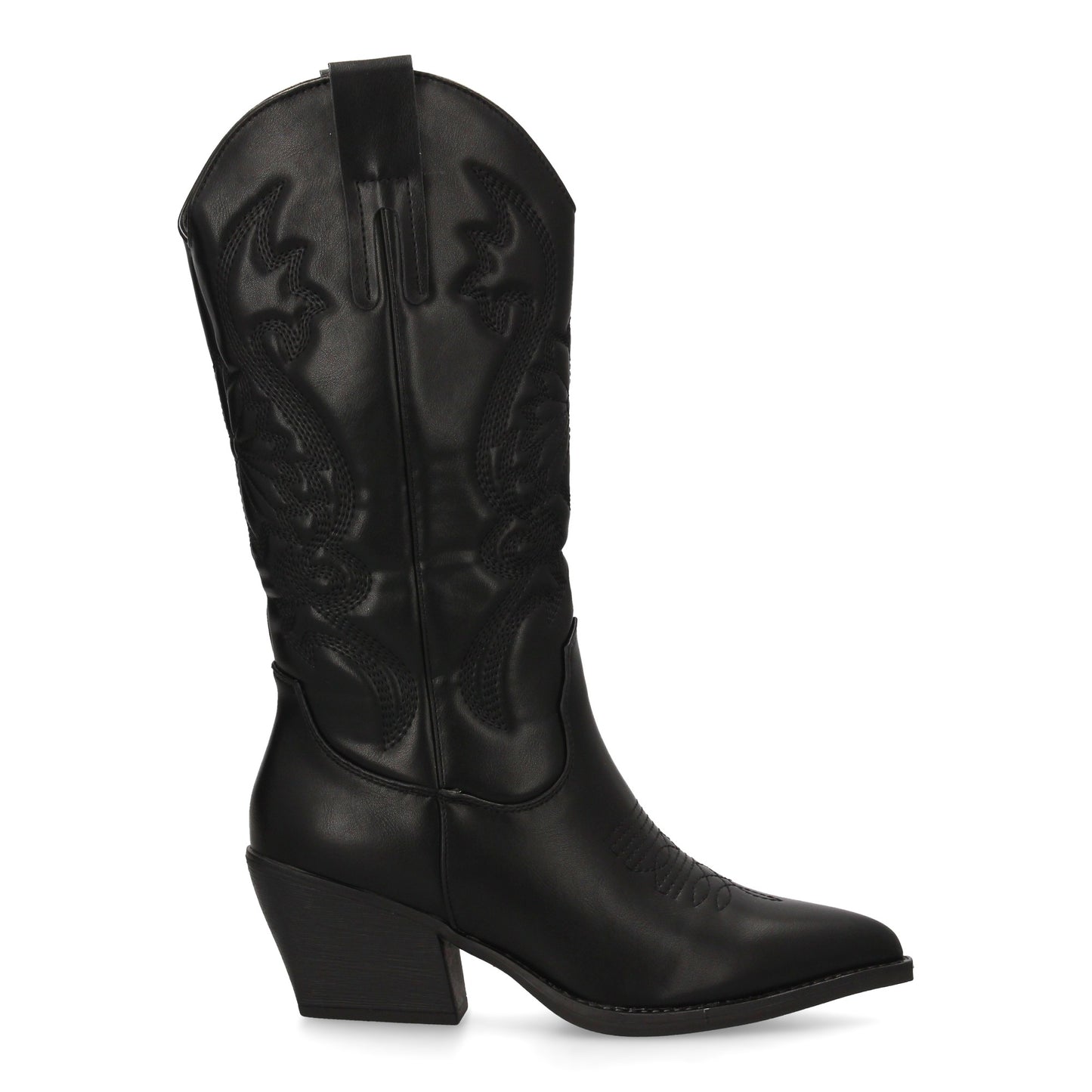 Bota cowboy de caña alta con bordados  para mujer. tacón medio y punta fina  est