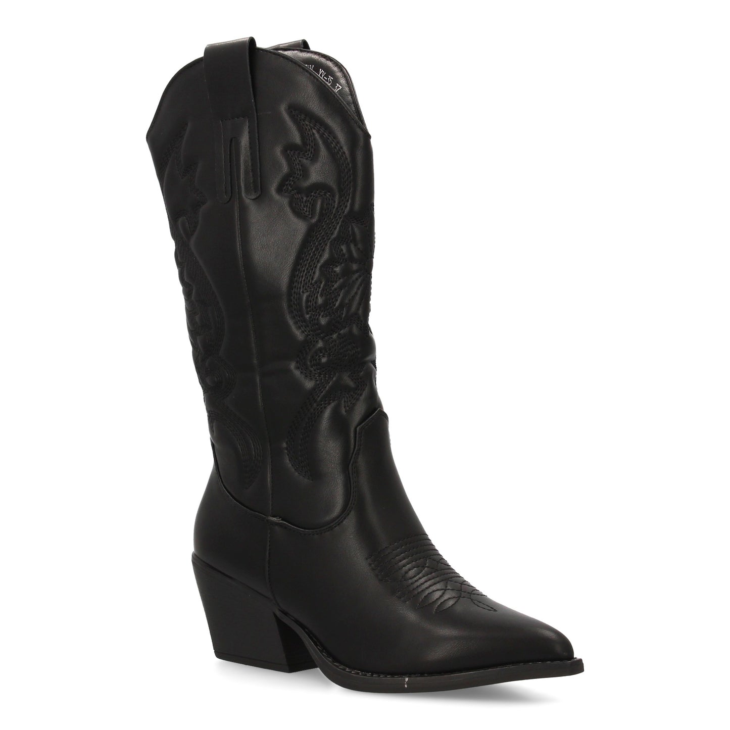 Bota cowboy de caña alta con bordados  para mujer. tacón medio y punta fina  est