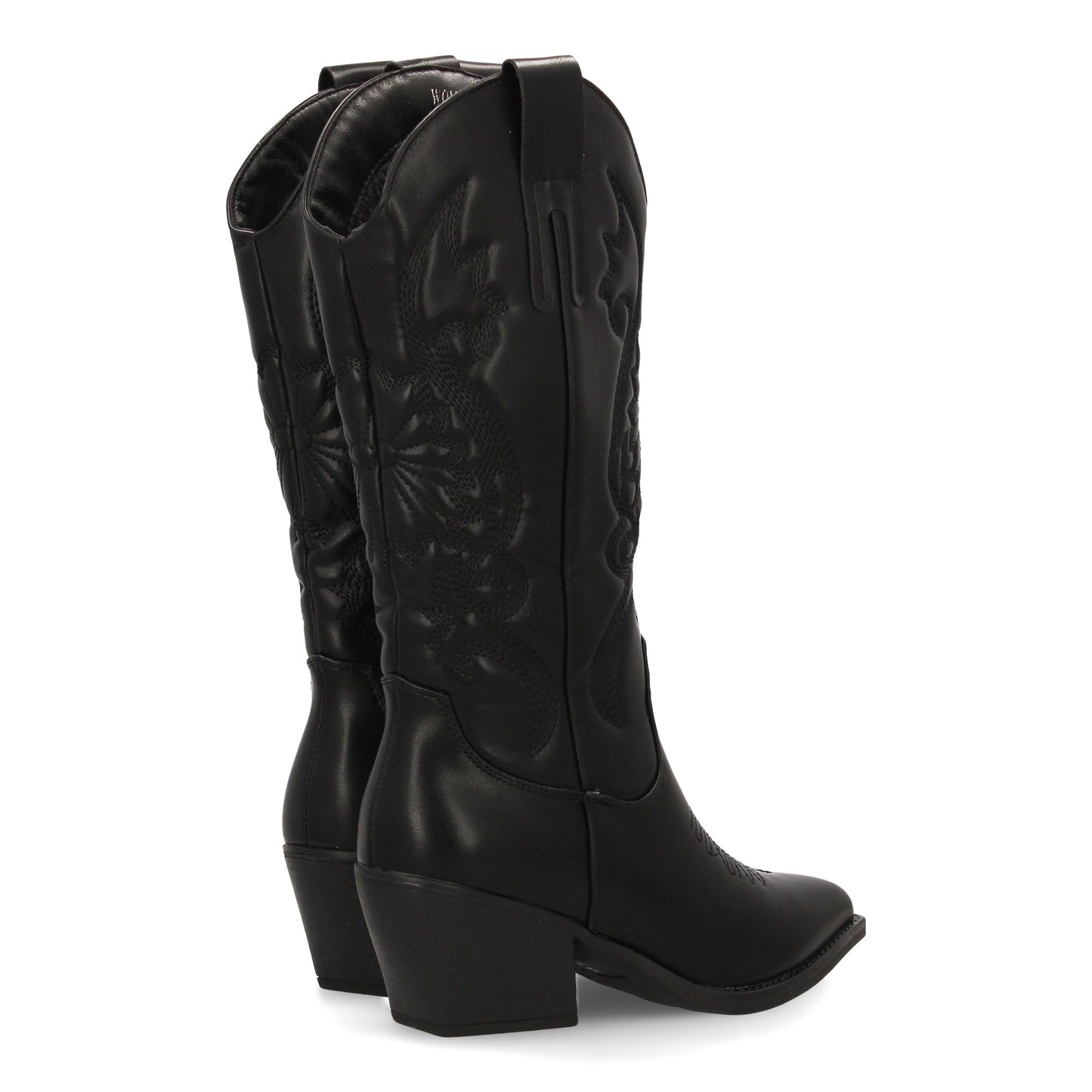 Bota cowboy de caña alta con bordados  para mujer. tacón medio y punta fina  est