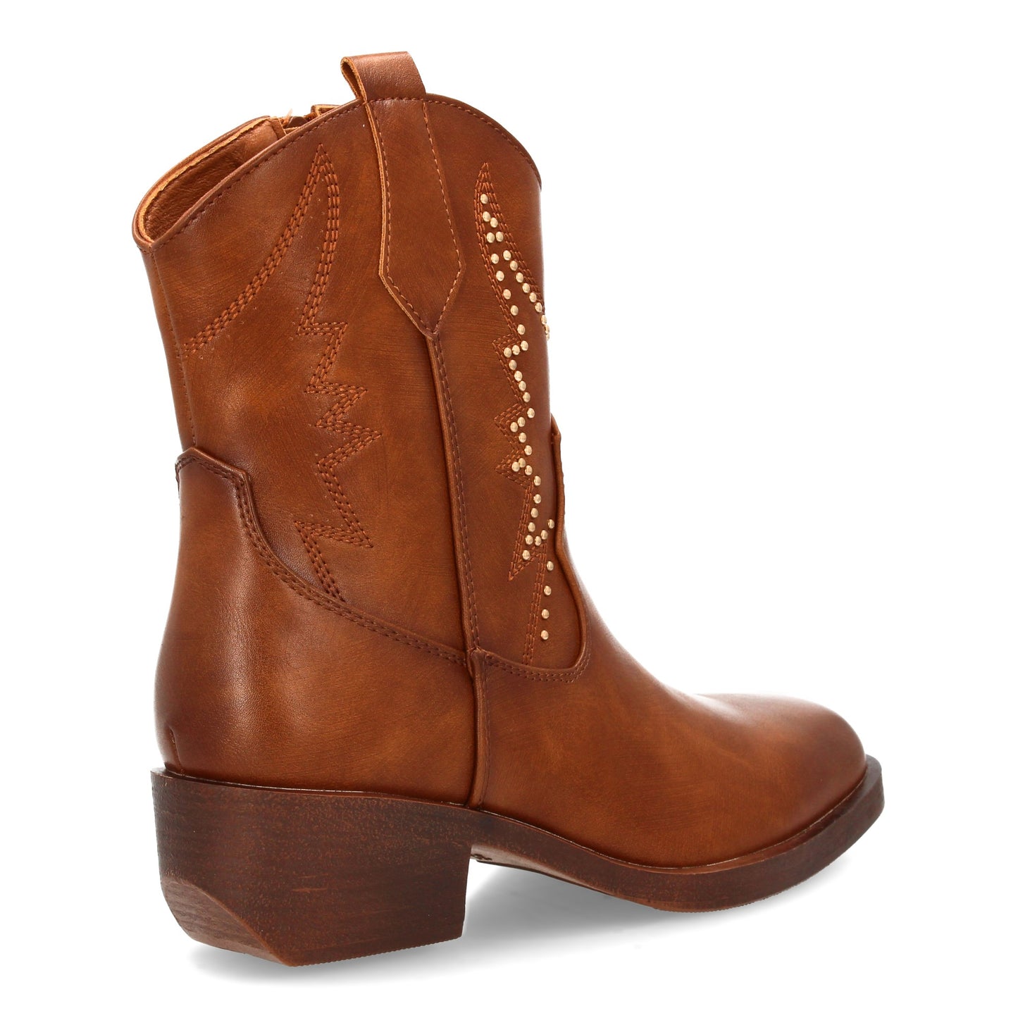 Bota cowboy para mujer con caña media adornada con tachuelas decorativas y costu
