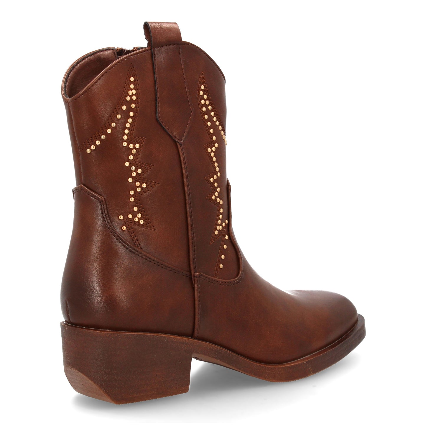 Bota cowboy para mujer con caña media adornada con tachuelas decorativas y costu